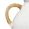 19" White Ceramic Jug Inspired Vase with Rattan Wrapped Handles